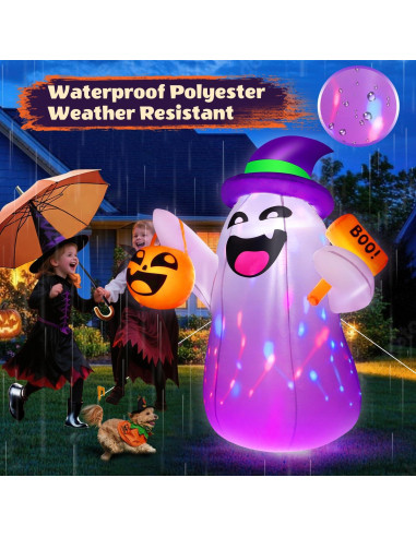 Fantasma Inflable de Halloween 5FT con Luz LED Multicolor Zukakii