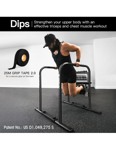 Barras de Dips Premium KAKICLAY Ajustables 400 kg Antideslizantes