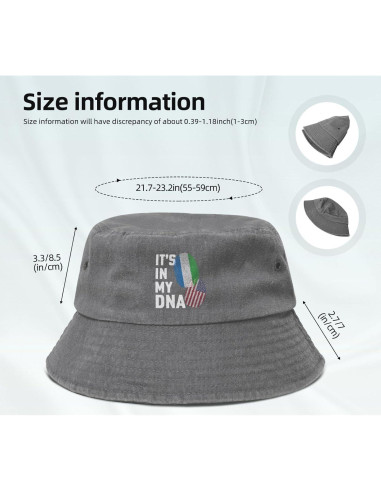 Sombrero de Cubo Unisex KCNSEZA Algodón Lavado Gris Verano