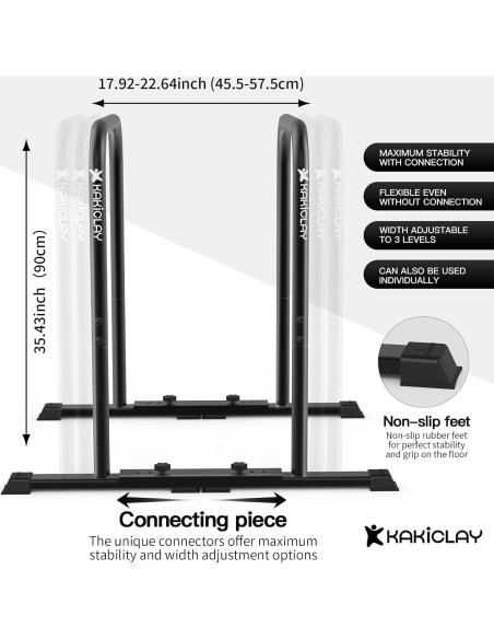 Barras de Dips Premium KAKICLAY Ajustables 400 kg Antideslizantes Barras de Dips Premium KAKICLAY Ajustables 400 kg Antideslizantes