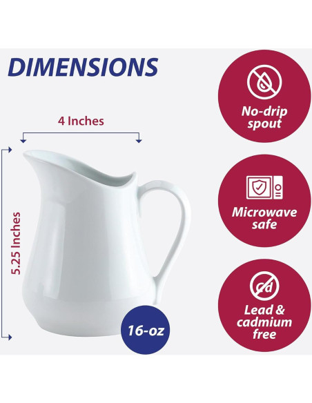 Jarra de Crema HIC Kitchen de Porcelana Fina 480ml Jarra de Crema HIC Kitchen de Porcelana Fina 480ml