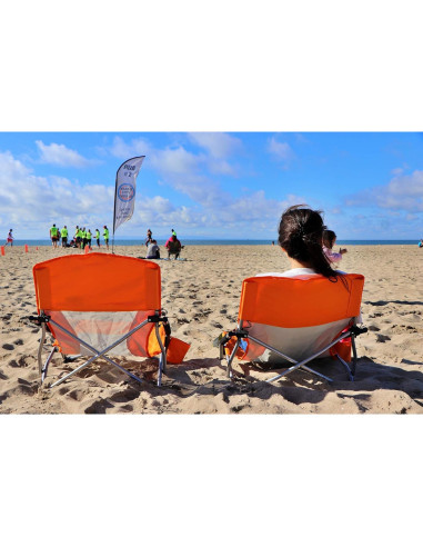 Silla de Playa Plegable Nice C con Portavasos - Juego de 2 Naranja