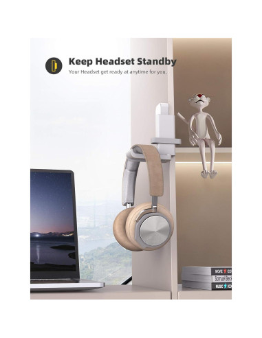 Soporte para Auriculares Lamicall Blanco con Organizador de Cables