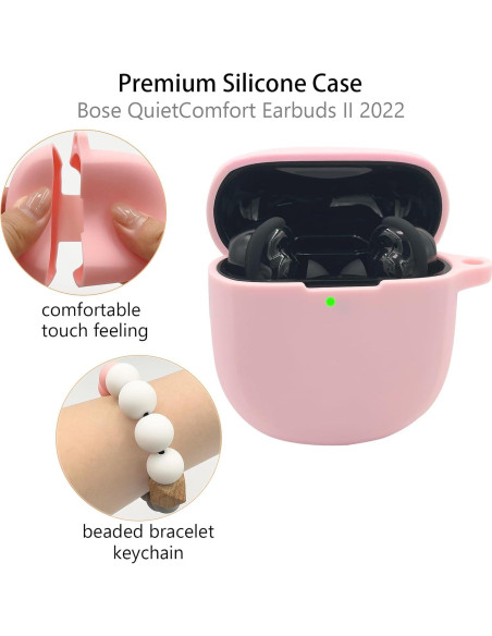 Funda de Silicona Rosa para Bose QuietComfort Earbuds II 2022 Funda de Silicona Rosa para Bose QuietComfort Earbuds II 2022