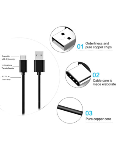 Cable de Carga Tipo-C 20cm Sqrgreat para Auriculares Sony y AKG