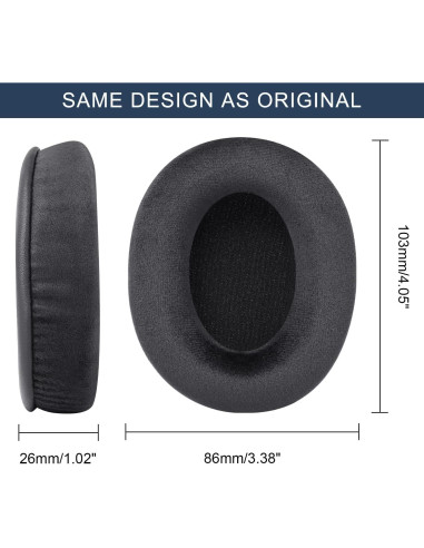Almohadillas de Reemplazo GVOEARS para Auriculares Audio Technica y Más - Velour Extra Grueso