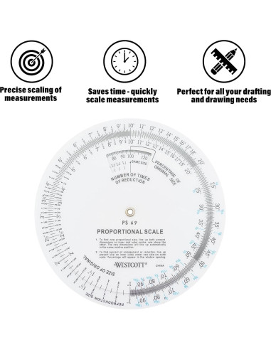 Escala Proporcional Westcott PS-69 13.34 cm Blanca
