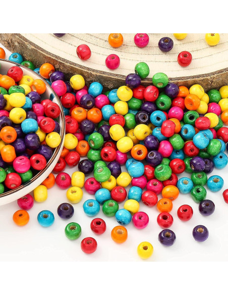Perlas de Madera Multicolor 1000 Pcs 8mm ToBeIT para Manualidades Perlas de Madera Multicolor 1000 Pcs 8mm ToBeIT para Manualidades