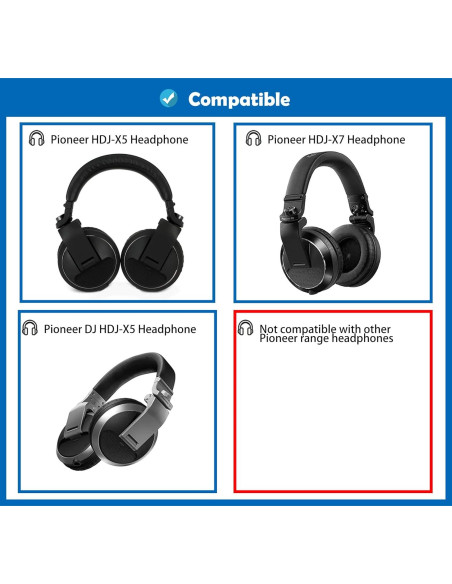 Almohadillas de Reemplazo DowiTech para Auriculares Pioneer HDJ-X5 HDJ-X7 HDJ-X10 Almohadillas de Reemplazo DowiTech para Auriculares Pioneer HDJ-X5 HDJ-X7 HDJ-X10