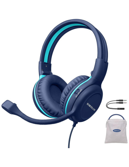 Auriculares con Cable SIMOLIO para Niños con Micrófono y Limitador de Volumen Auriculares con Cable SIMOLIO para Niños con Micrófono y Limitador de Volumen
