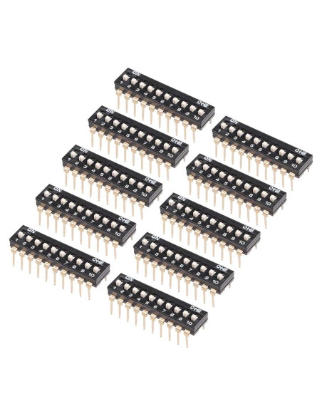 Interruptor DIP uxcell 10 Posiciones 2.54mm para PCB Interruptor DIP uxcell 10 Posiciones 2.54mm para PCB