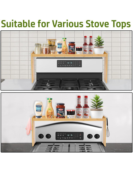 Estante de Cocina LByng de Bambú 78.74 cm con Ganchos Estante de Cocina LByng de Bambú 78.74 cm con Ganchos