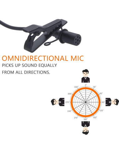 Micrófono Lavalier Omnidireccional Comica CVM-V02O 4.5m XLR