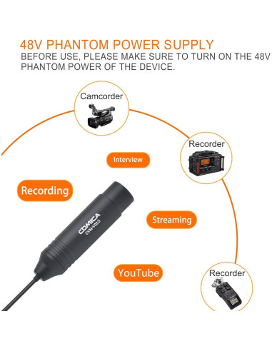 Micrófono Lavalier Omnidireccional Comica CVM-V02O 4.5m XLR