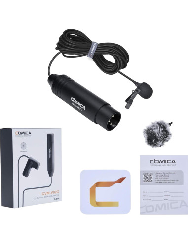 Micrófono Lavalier Omnidireccional Comica CVM-V02O 4.5m XLR