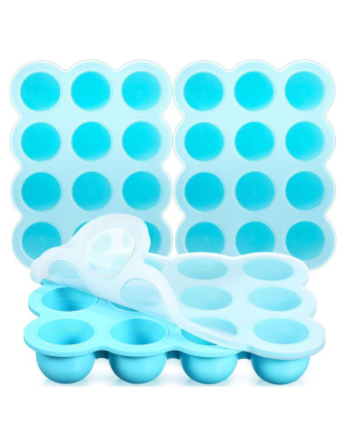 3 Contenedores de Almacenamiento de Comida para Bebés Azul