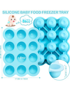 3 Contenedores de Almacenamiento de Comida para Bebés Azul 2