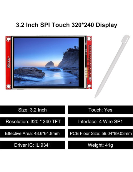 Pantalla Táctil 3.2" ILI9341 TFT LCD 240x320 con Lápiz Pantalla Táctil 3.2" ILI9341 TFT LCD 240x320 con Lápiz