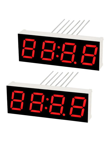 Tubo LED 7 Segmentos uxcell 4 Dígitos Ánodo Común Rojo 2pcs