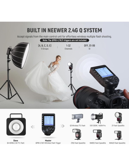 Flash Estroboscópico NEEWER Q4 400Ws con Softbox 26" Flash Estroboscópico NEEWER Q4 400Ws con Softbox 26"