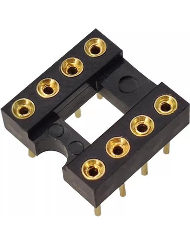 20 Adaptadores Zócalos IC Redondos SIP DIP 8 Pines Dorados