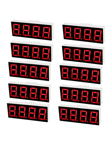 Tubo LED 7 Segmentos uxcell 12 Pines 50.3x19x8mm Rojo 10pcs