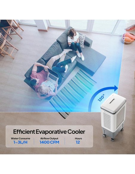 Enfriador de Aire Evaporativo ROVSUN 5.2Gal 2800CFM Blanco Enfriador de Aire Evaporativo ROVSUN 5.2Gal 2800CFM Blanco