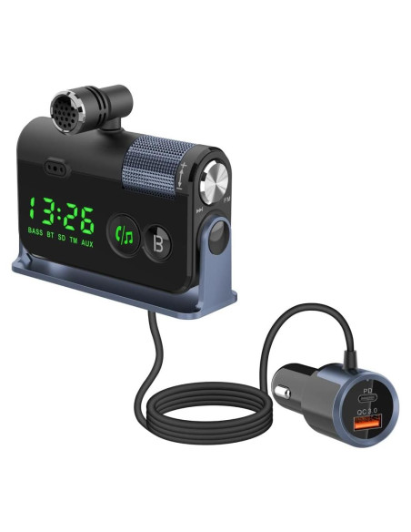 Transmisor Bluetooth para Coche WYYHAA con Carga Rápida 18W Transmisor Bluetooth para Coche WYYHAA con Carga Rápida 18W