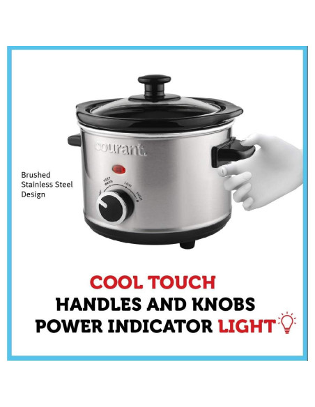 Cocina Lenta Courant 1.5 L Acero Inoxidable 3 Configuraciones Cocina Lenta Courant 1.5 L Acero Inoxidable 3 Configuraciones