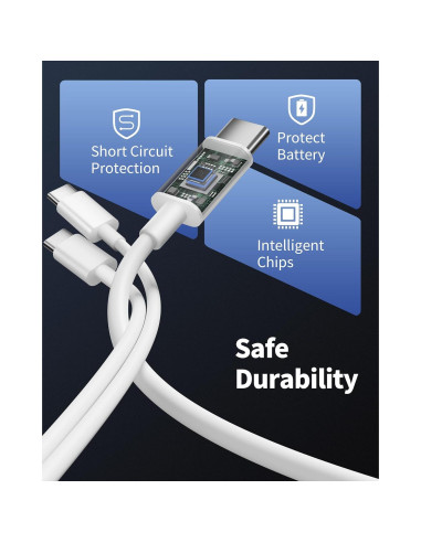 Cable USB C a USB C 1.83m 60W JUNVANG Carga Rápida 2-Pack