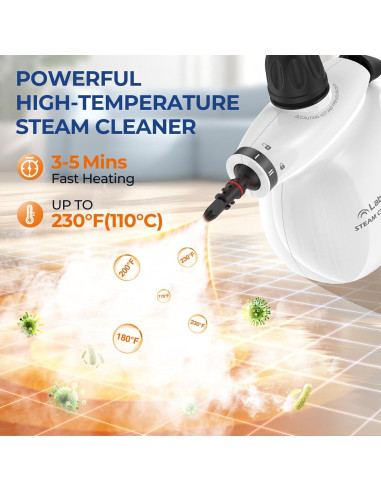 Limpiador a Vapor LABIGO EM-323 13PCS 1050W Blanco y Negro