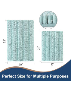 Conjunto de Alfombrillas de Baño Antideslizantes FLOLEOPA 2 Piezas Azul Spa 2