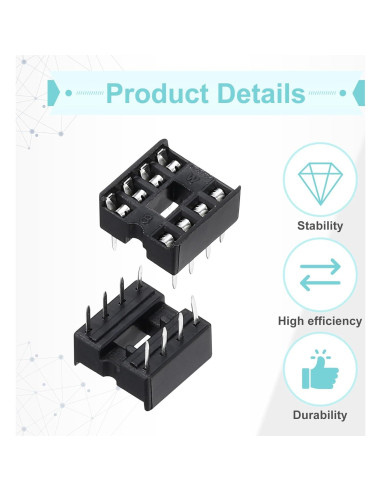 Adaptador de Zócalo DIP IC 8 Pines MECCANIXITY 100 Pcs 2.54mm