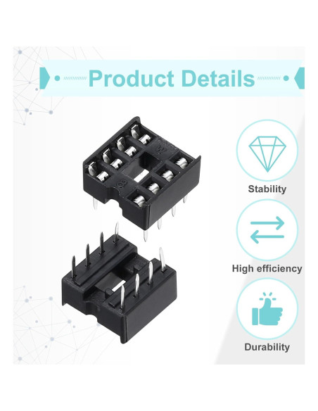 Adaptador de Zócalo DIP IC 8 Pines MECCANIXITY 100 Pcs 2.54mm Adaptador de Zócalo DIP IC 8 Pines MECCANIXITY 100 Pcs 2.54mm
