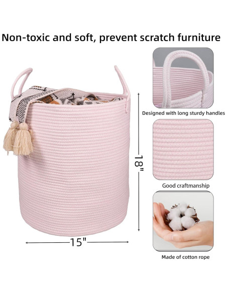 Cesta de Ropa de Algodón XUANGUO Rosa 58L 38.1x38.1x45.7cm Cesta de Ropa de Algodón XUANGUO Rosa 58L 38.1x38.1x45.7cm