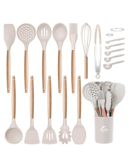 Juego de Utensilios de Cocina MIBOTE Silicona y Madera 11 Piezas Juego de Utensilios de Cocina MIBOTE Silicona y Madera 11 Piezas