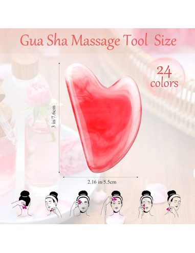 Set 24 Piezas Gua Sha Facial Sherr - Masaje en Colores