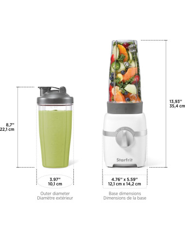 Licuadora Personal Starfrit 300W 828ml 2 Tazas Acero Inoxidable