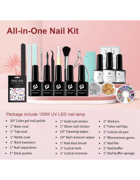 Kit de Esmalte de Uñas de Gel 43 Piezas MIRAGE LAYON Kit de Esmalte de Uñas de Gel 43 Piezas MIRAGE LAYON