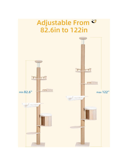 Árbol para Gatos Aechonow Piso a Techo 82-122 in Ajustable Árbol para Gatos Aechonow Piso a Techo 82-122 in Ajustable