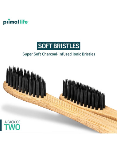 Cepillo de Dientes de Carbón Primal Life Orgánicos - 2 Pack