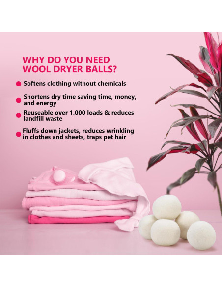 Bolas de Secado de Lana EcoSoft - 6 Unidades - 100% Lana de Nueva Zelanda - Ecológicas y Reutilizables Bolas de Secado de Lana EcoSoft - 6 Unidades - 100% Lana de Nueva Zelanda - Ecológicas y Reutilizables