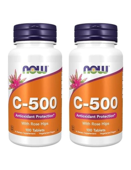 Vitamina C-500 NOW con Rosa Mosqueta - 100 Tabletas (2 Paquetes) Vitamina C-500 NOW con Rosa Mosqueta - 100 Tabletas (2 Paquetes)