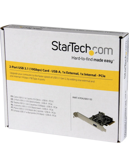 Tarjeta PCIe USB 3.1 StarTech 2 Puertos 10Gbps USB-A Tarjeta PCIe USB 3.1 StarTech 2 Puertos 10Gbps USB-A