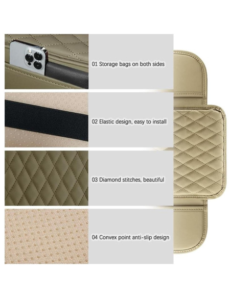 Cubierta de reposabrazos para coche Carleef Beige con almacenamiento Cubierta de reposabrazos para coche Carleef Beige con almacenamiento