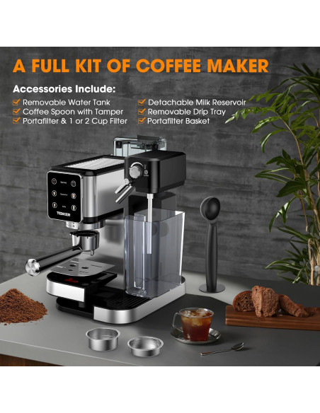 Máquina de Espresso TENKER CM5380A1 3 en 1 1350W Acero Inoxidable Máquina de Espresso TENKER CM5380A1 3 en 1 1350W Acero Inoxidable