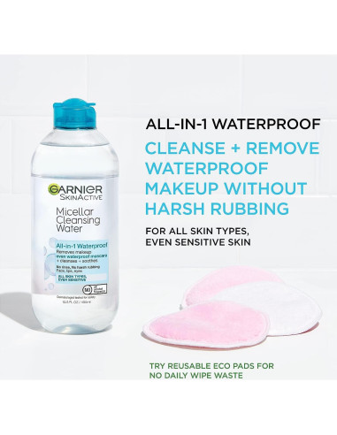 Paquete Agua Micelar Garnier + Almohadillas Ecológicas + Máscara Maybelline