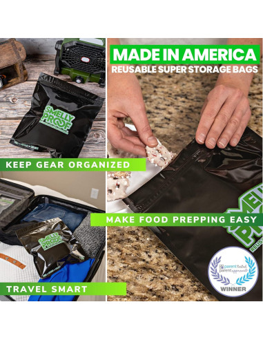 10 Bolsas Reutilizables Smelly Proof Negras 8.5" x 10"