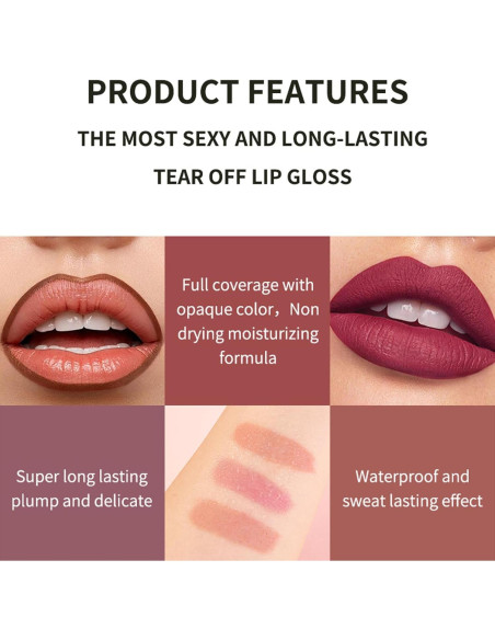 Lápiz Labial Peel Off Dulele Set de 3 Tintes Labiales Rosa Lápiz Labial Peel Off Dulele Set de 3 Tintes Labiales Rosa