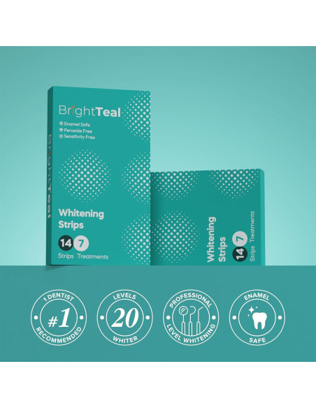 Tiras Blanqueadoras BrightTeal - 14 Tiras - Sin Peróxido Tiras Blanqueadoras BrightTeal - 14 Tiras - Sin Peróxido